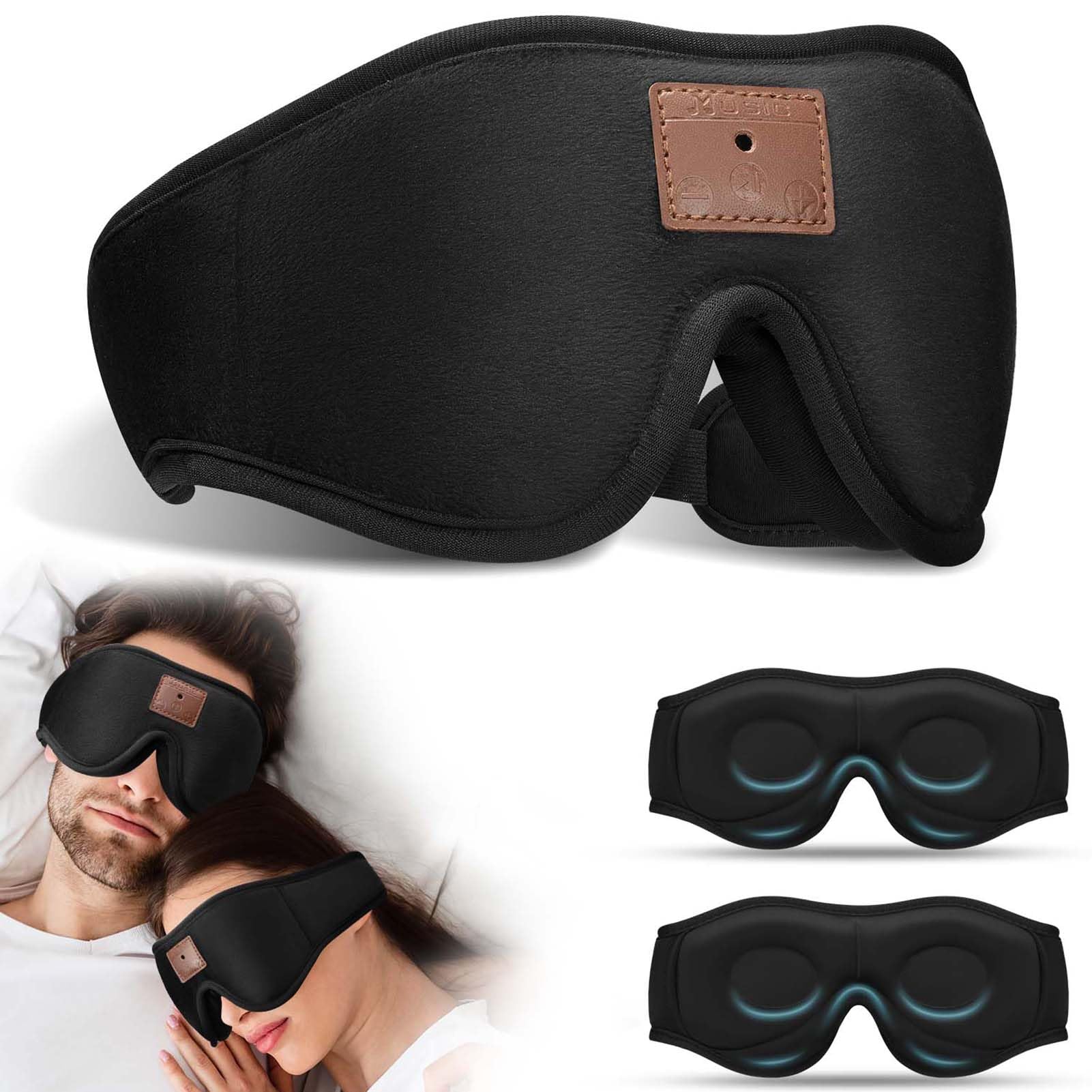 2-Pack Bluetooth Sleep Mask Sleep Mask with Bluetooth Headphones Eye Mask with Sleeping Headphones for Side Sleeper Nap ASMR Air Travel Meditation Relaxation
