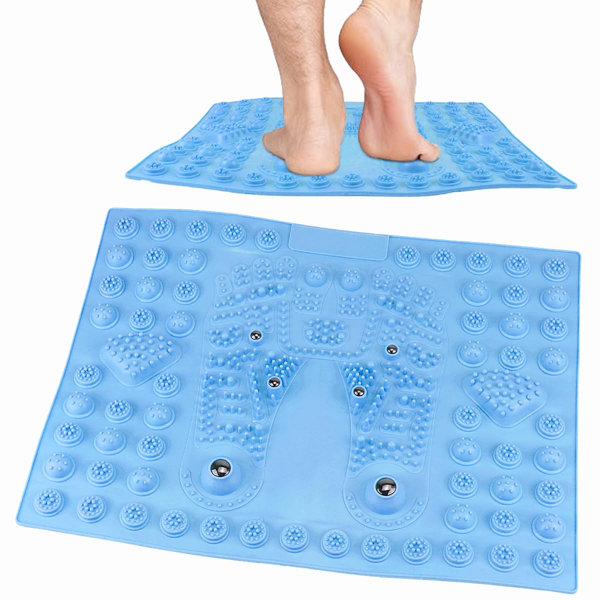 UPIQNG Feet Massage Pad Massager Tool Foot Acupressure Mat Pressure Relief Pad Foot Acupressure Cushion Shiatsu Reflexology Massager (Blue)